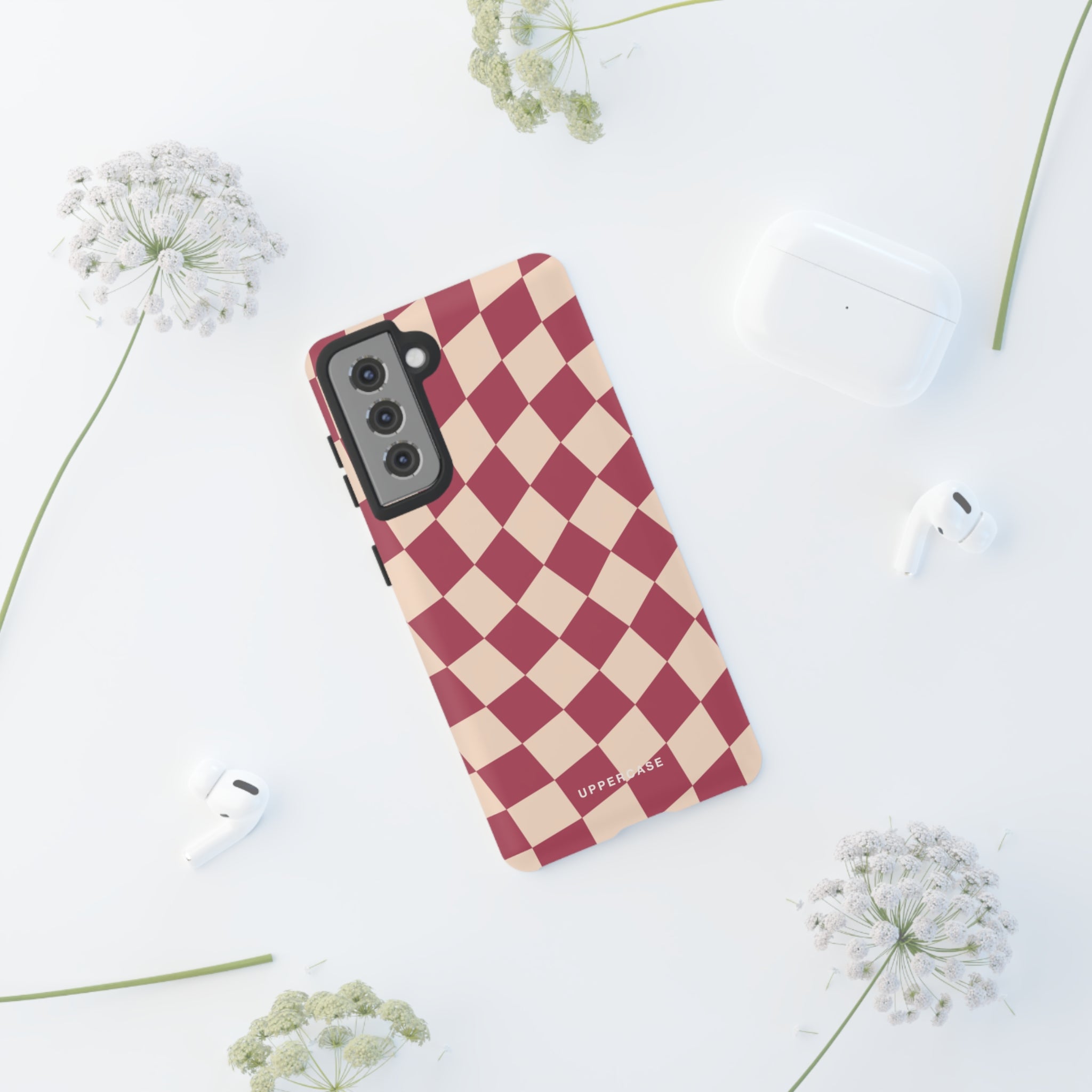 Wavy Check - Raspberry - Strong Case