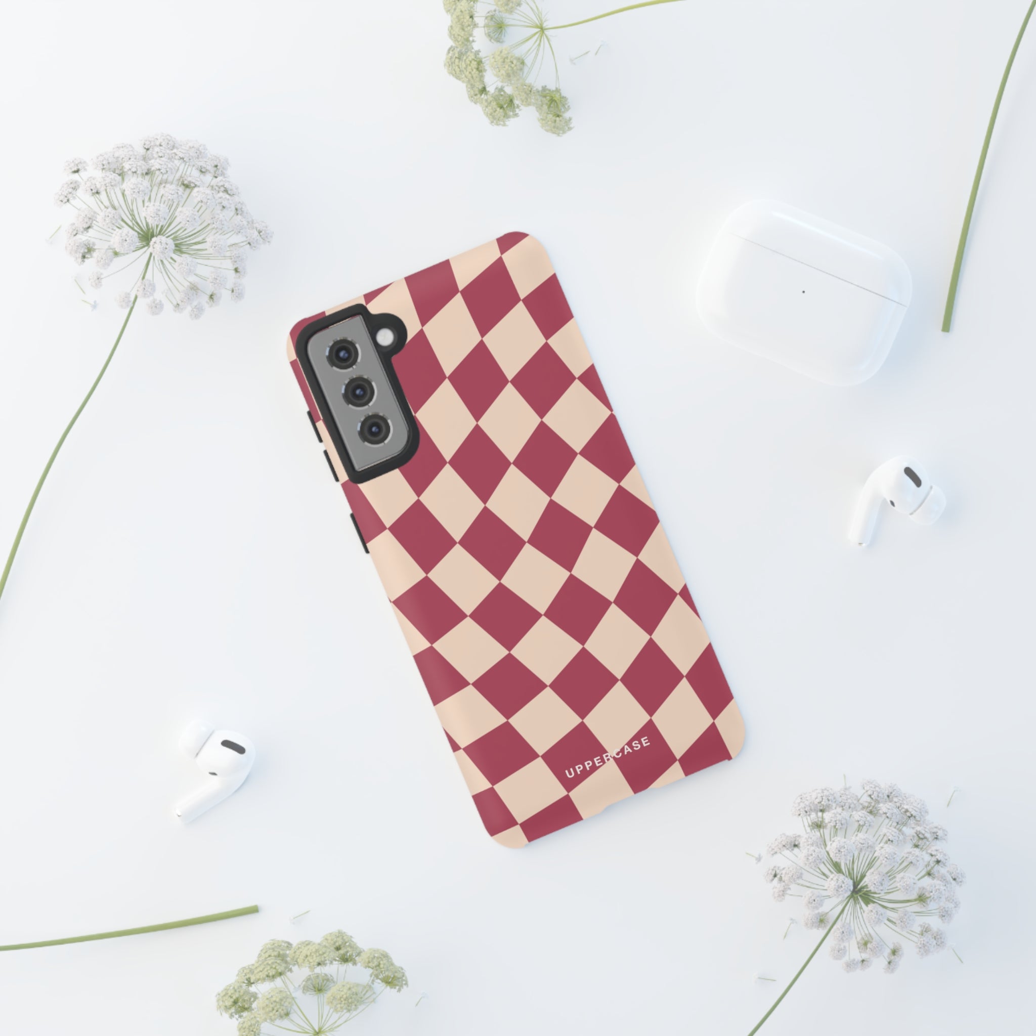 Wavy Check - Raspberry - Strong Case