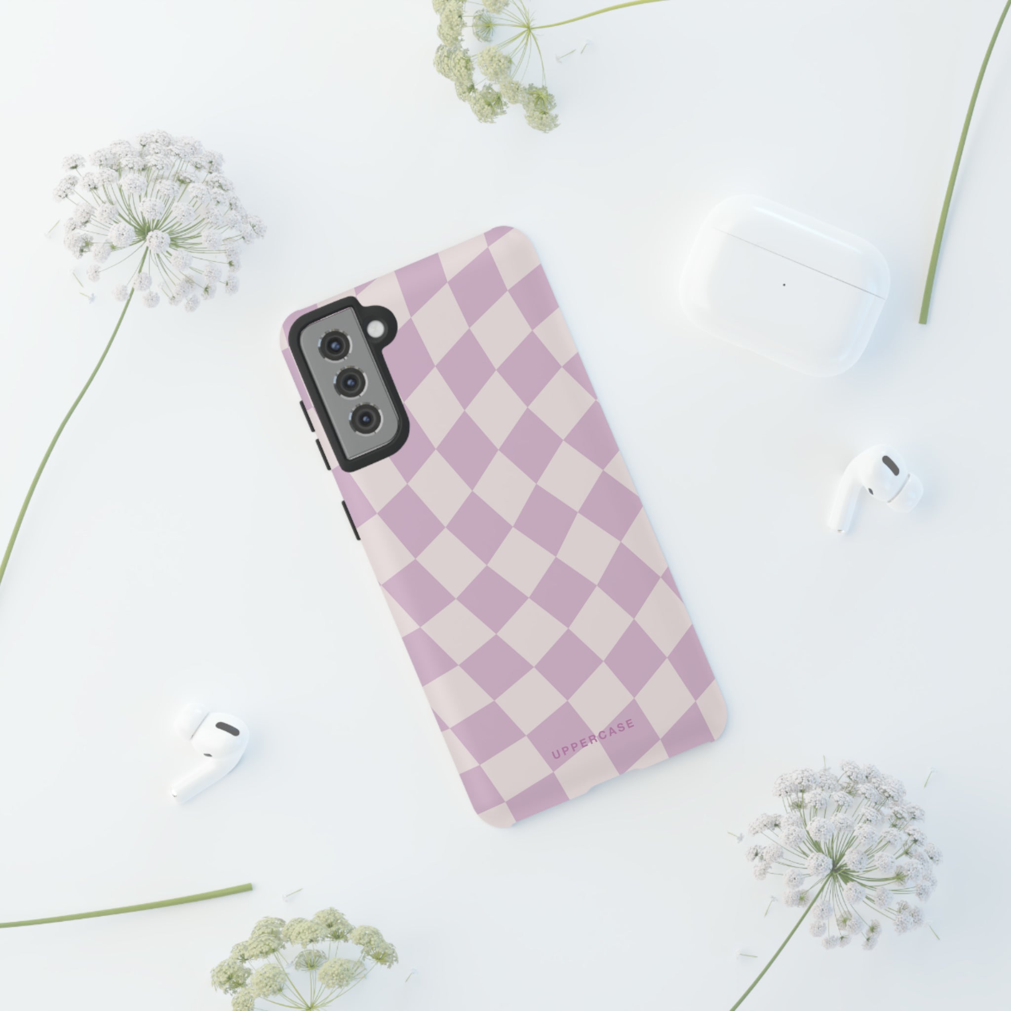 Wavy Check - Powder Pink & Heather Purple - Strong Case